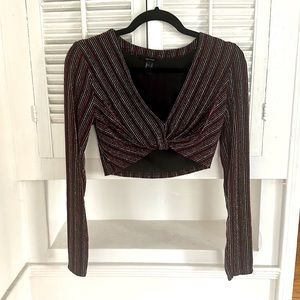F21 Purple Multi-Color Metallic Sparkle Crop Top, Size Large